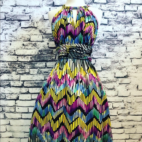 rainbow fit and flare dress